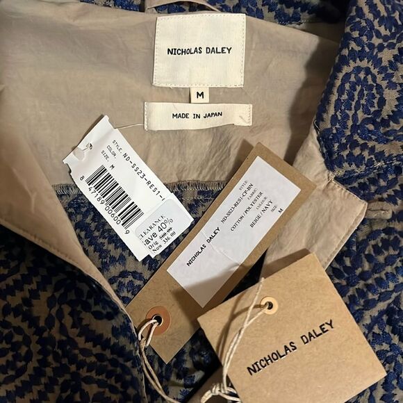 Nicholas Daley Embroidered Raglan Sleeve Button-up Shirt, NWT, Size M - Picture 8 of 11